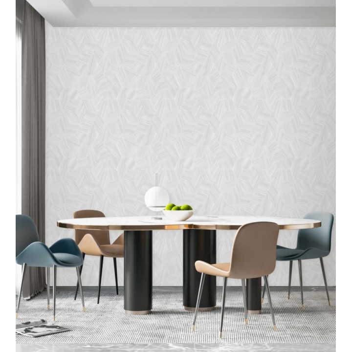 Papel pintado de hexágonos con delgadas líneas color plata - Maurice Metrix 681677