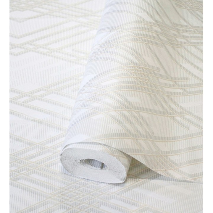 Papel pintado geométrico con relieve y efectos metalizados estilo Art Decó - Angular Metric 681682