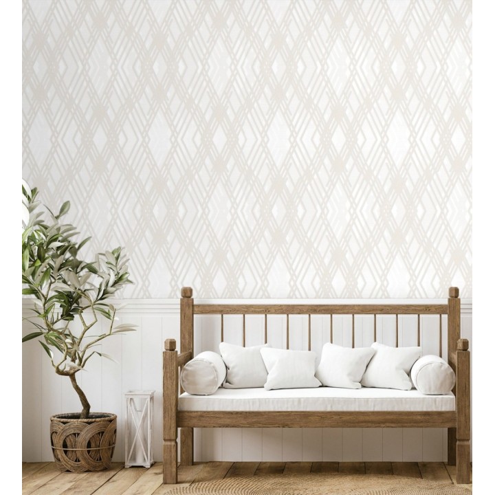 Papel pintado geométrico con relieve y efectos metalizados estilo Art Decó - Angular Metric 681682