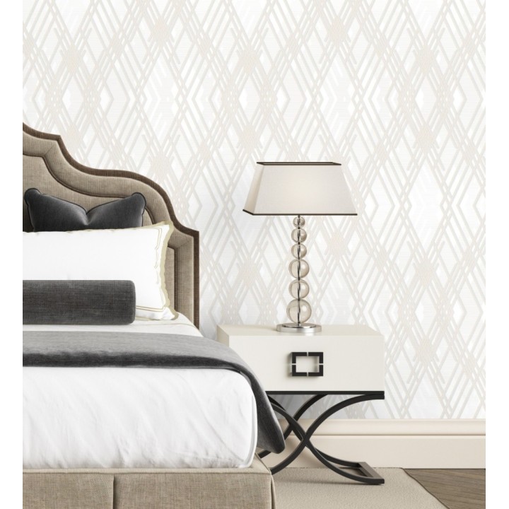 Papel pintado geométrico con relieve y efectos metalizados estilo Art Decó - Angular Metric 681682