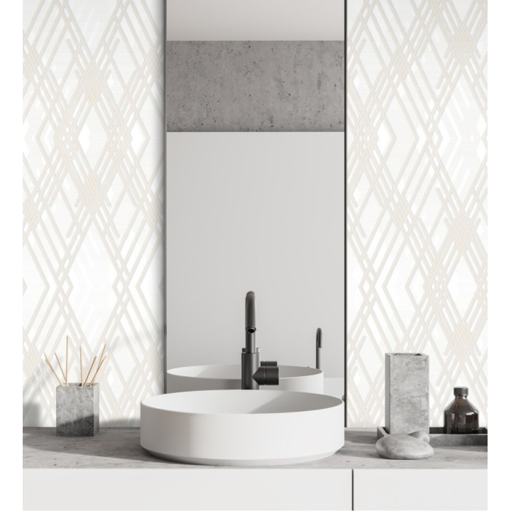 Papel pintado geométrico con relieve y efectos metalizados estilo Art Decó - Angular Metric 681682