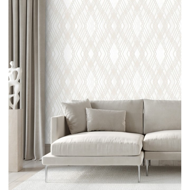 Papel pintado geométrico con relieve y efectos metalizados estilo Art Decó - Angular Metric 681682
