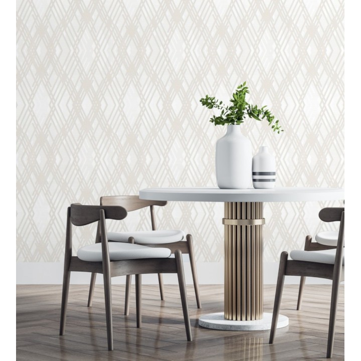 Papel pintado geométrico con relieve y efectos metalizados estilo Art Decó - Angular Metric 681682