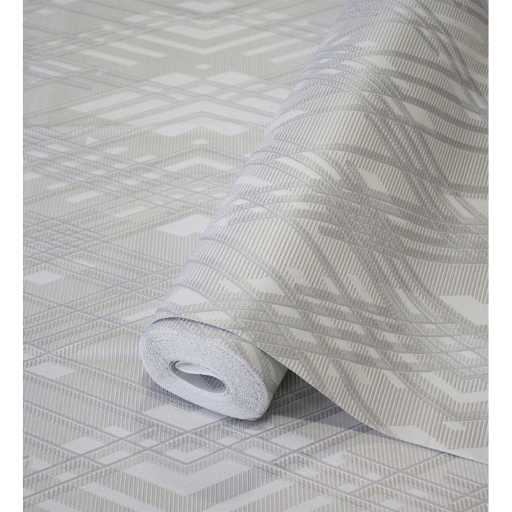 Papel pintado geométrico con relieve y efectos metalizados estilo Art Decó - Angular Metric 681683
