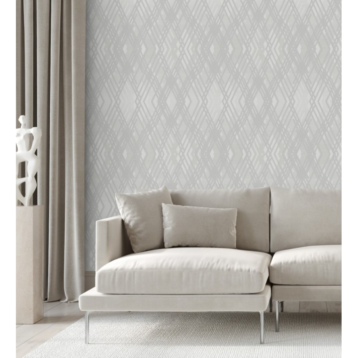 Papel pintado geométrico con relieve y efectos metalizados estilo Art Decó - Angular Metric 681683