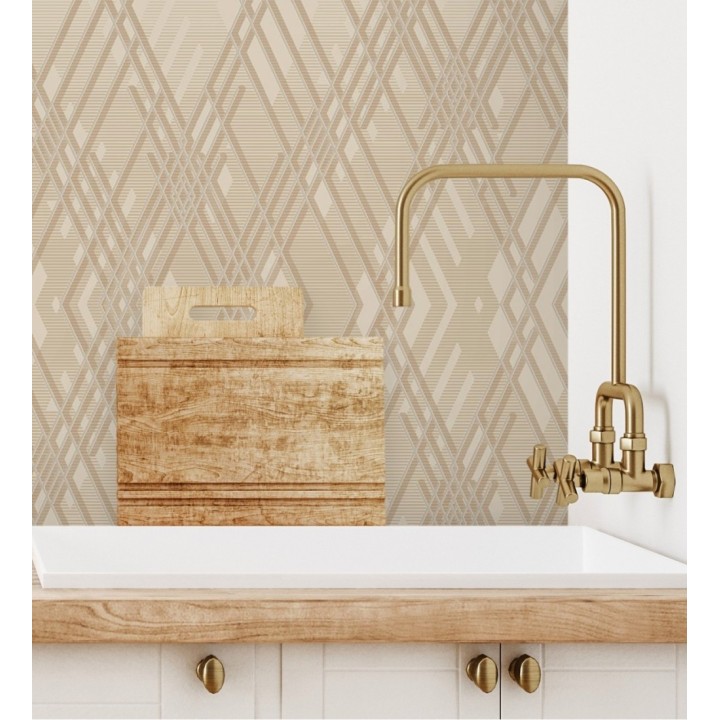 Papel pintado geométrico con relieve y efectos metalizados estilo Art Decó - Angular Metric 681684