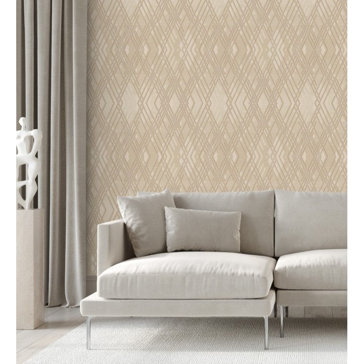 Papel pintado geométrico con relieve y efectos metalizados estilo Art Decó - Angular Metric 681684