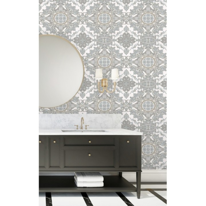 Papel pintado medallones ornamentales bordados - Arconte 681693