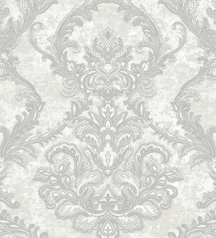 Papel pintado damasco clásico con fondo estucado - Domani 681702