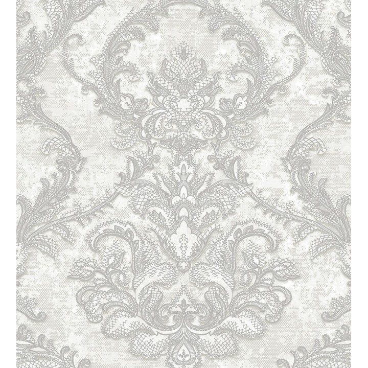 Papel pintado damasco clásico con fondo estucado - Domani 681702
