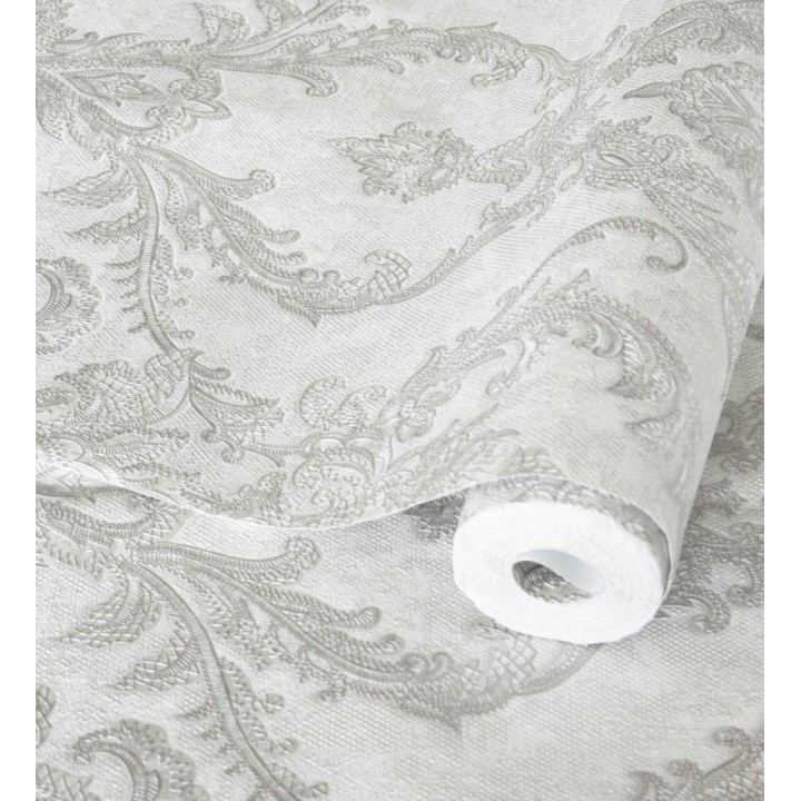 Papel pintado damasco clásico con fondo estucado - Domani 681702