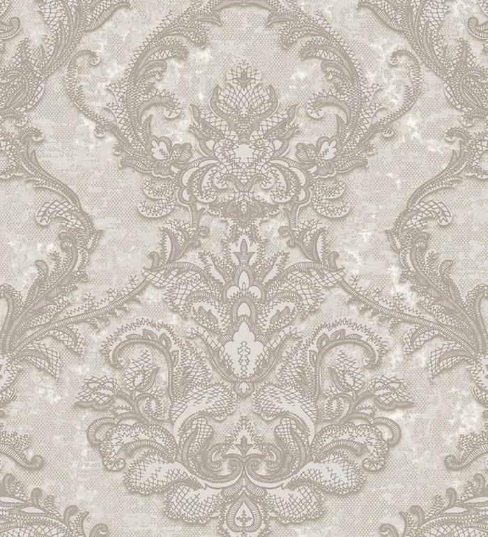 Papel pintado damasco clásico con fondo estucado - Domani 681703