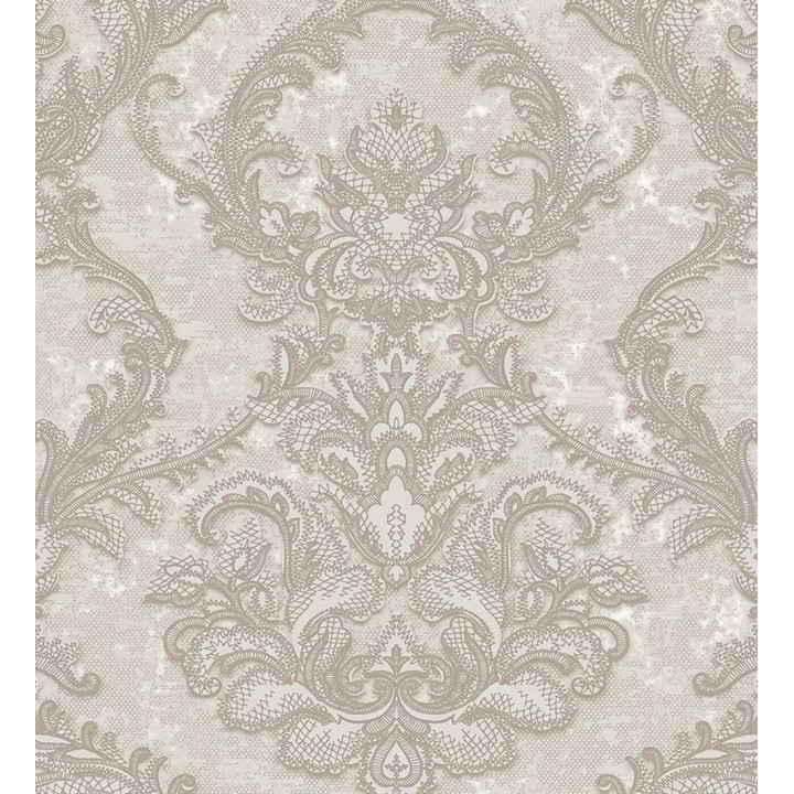 Papel pintado damasco clásico con fondo estucado - Domani 681703