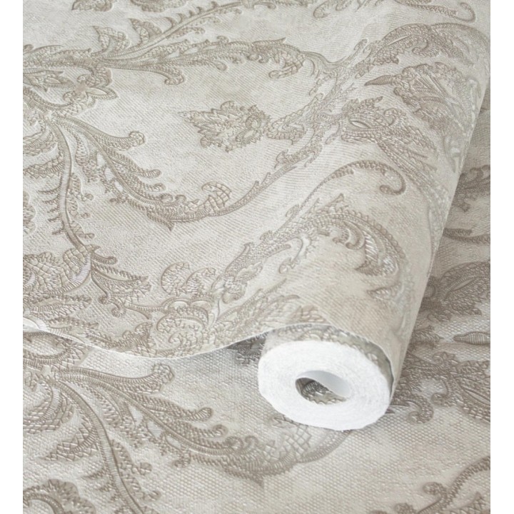 Papel pintado damasco clásico con fondo estucado - Domani 681703