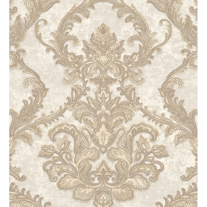 Papel pintado damasco clásico con fondo estucado - Domani 681704