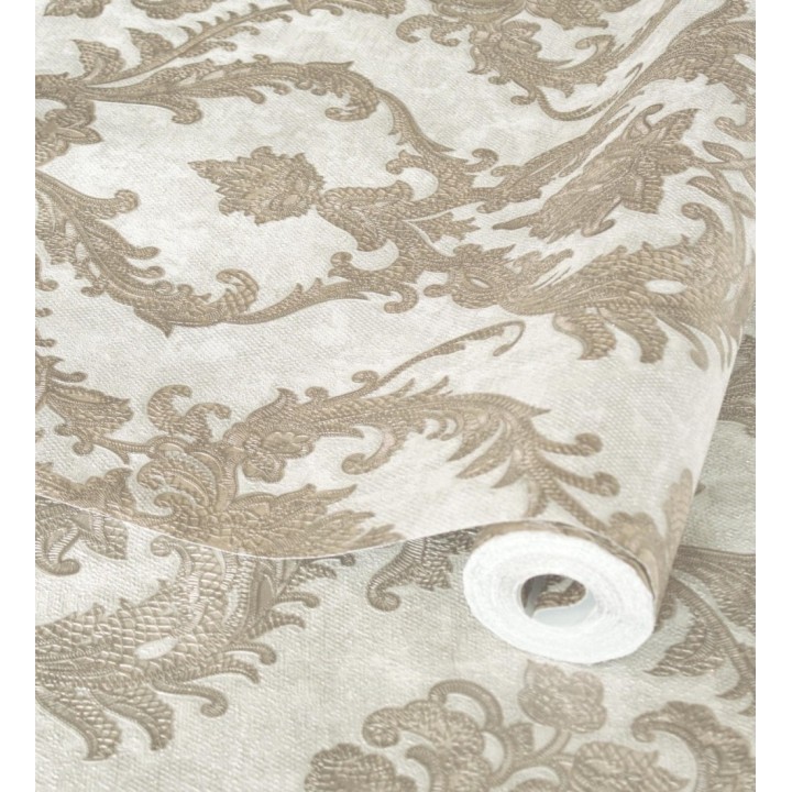 Papel pintado damasco clásico con fondo estucado - Domani 681704