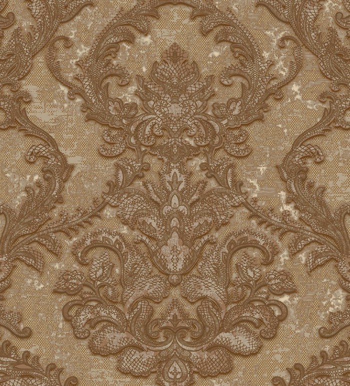Papel pintado damasco clásico con fondo estucado - Domani 681705