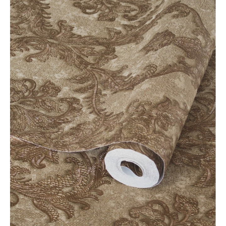 Papel pintado damasco clásico con fondo estucado - Domani 681705