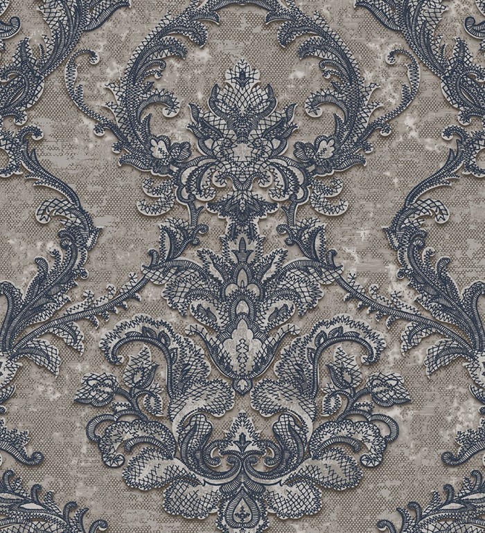 Papel pintado damasco clásico con fondo estucado - Domani 681706