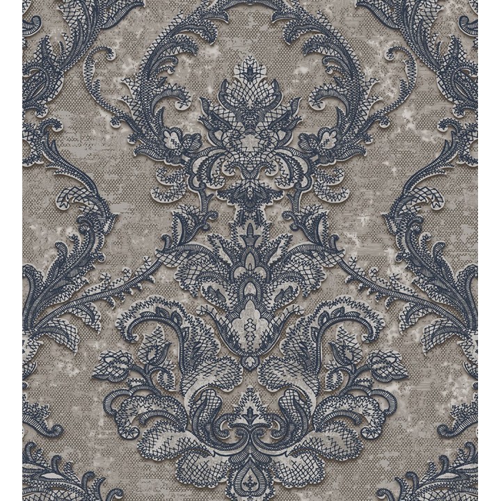 Papel pintado damasco clásico con fondo estucado - Domani 681706