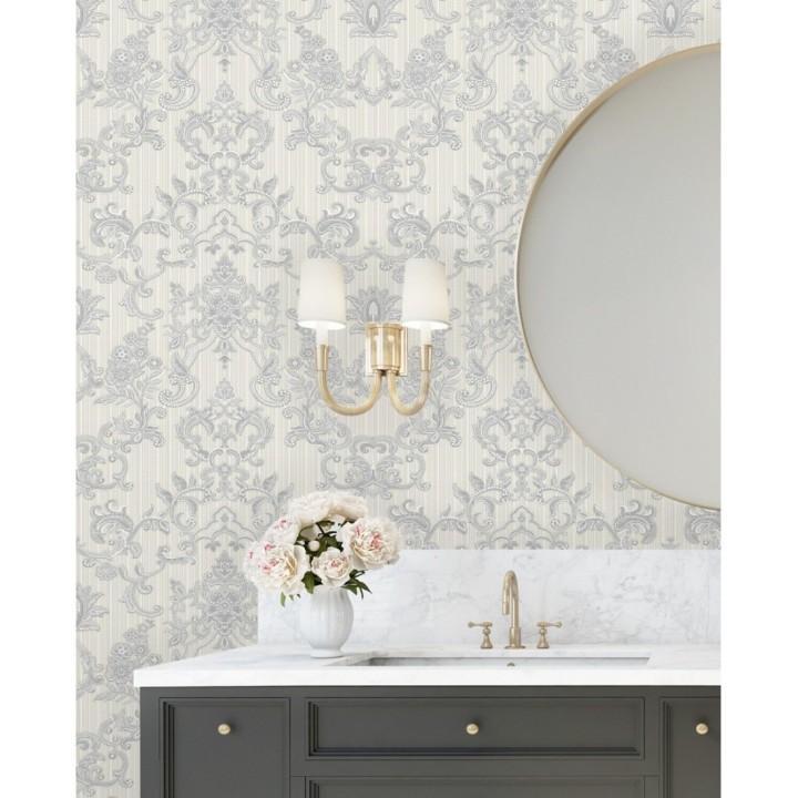 Papel pintado damasco bordado texturizado efecto textil estilo francés - Lutecia 681712