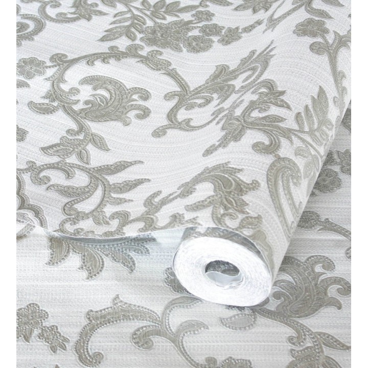 Papel pintado damasco bordado texturizado efecto textil estilo francés - Lutecia 681713