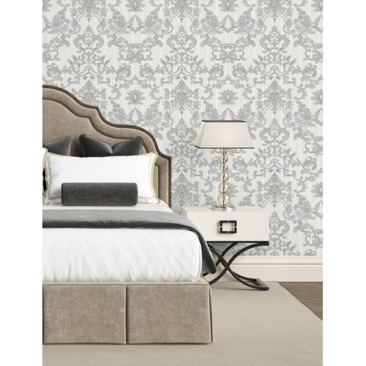 Papel pintado damasco bordado texturizado efecto textil estilo francés - Lutecia 681713