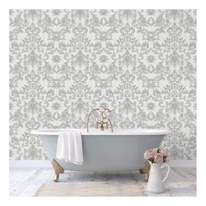 Papel pintado damasco bordado texturizado efecto textil estilo francés - Lutecia 681713