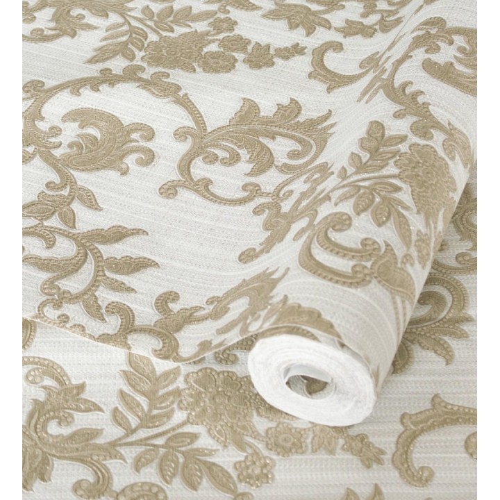 Papel pintado damasco bordado texturizado efecto textil estilo francés - Lutecia 681714