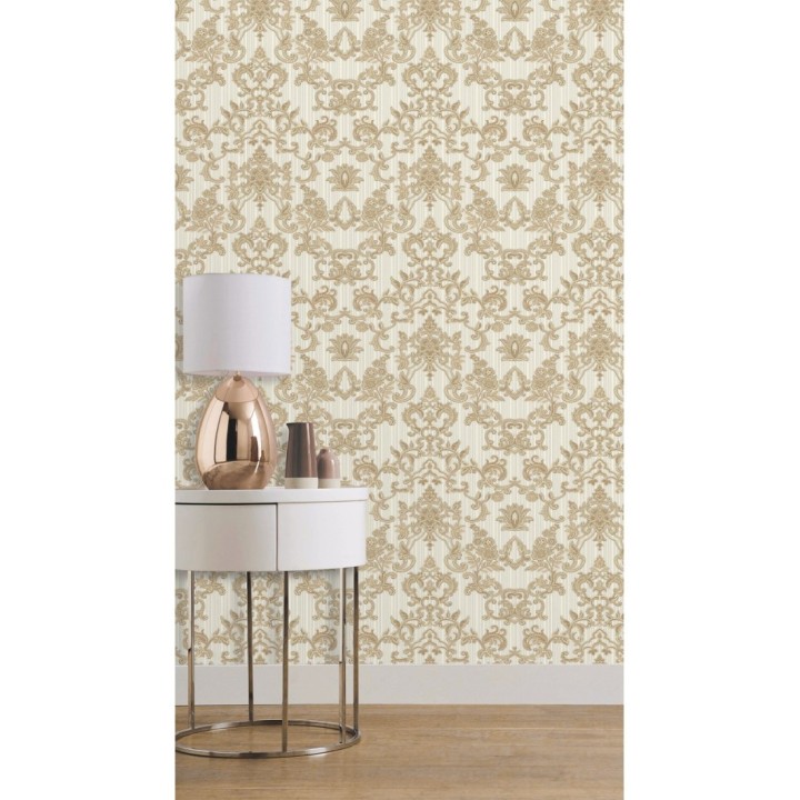 Papel pintado damasco bordado texturizado efecto textil estilo francés - Lutecia 681714