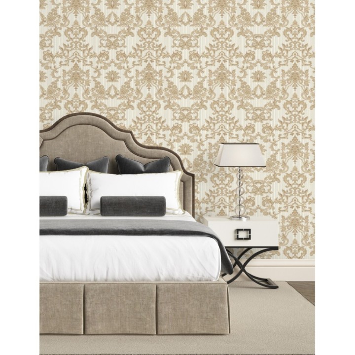 Papel pintado damasco bordado texturizado efecto textil estilo francés - Lutecia 681714