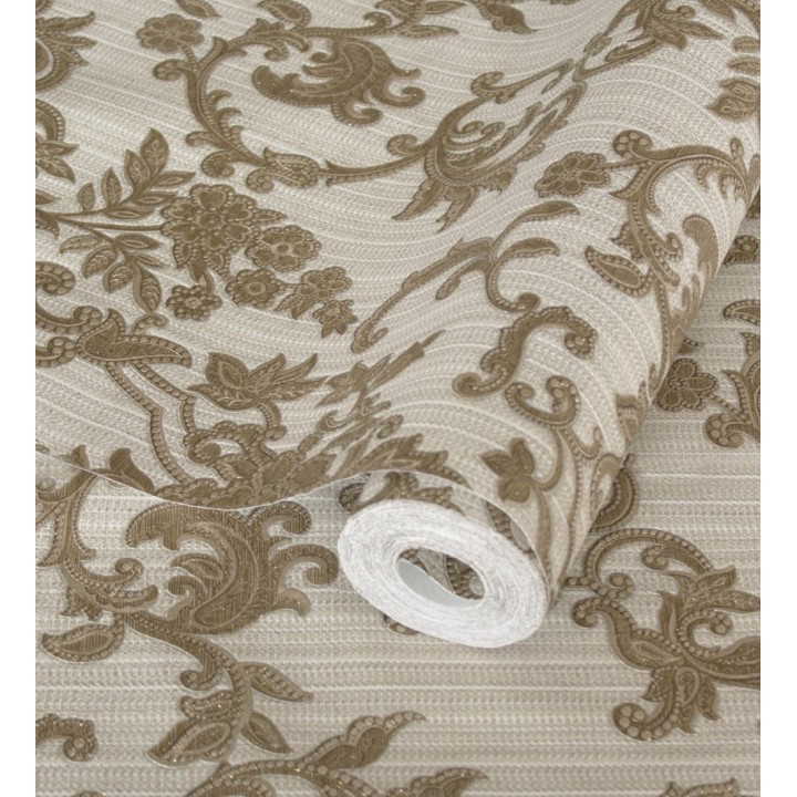 Papel pintado damasco bordado texturizado efecto textil estilo francés - Lutecia 681715