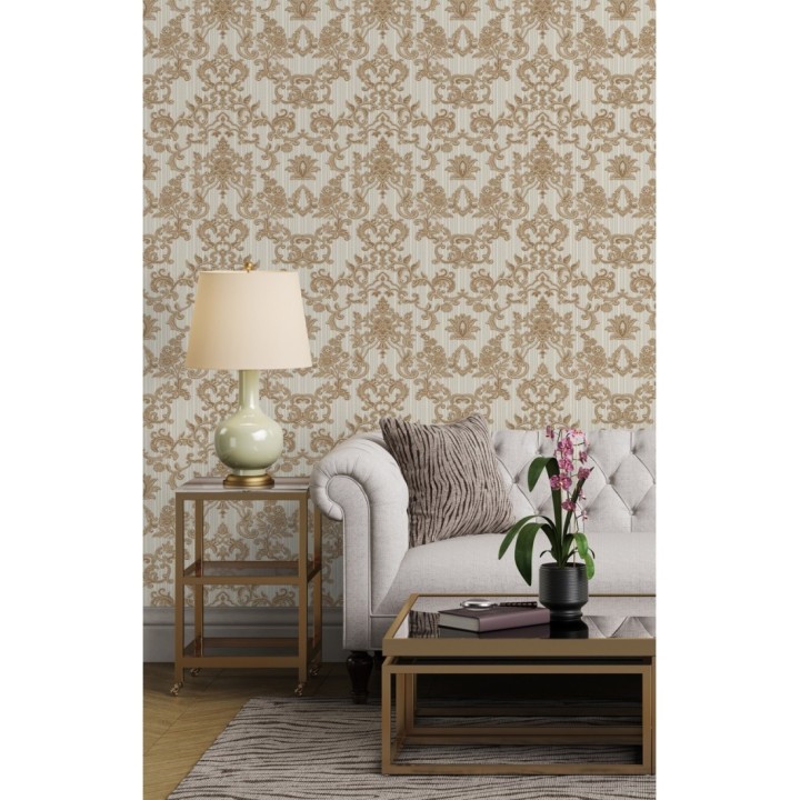 Papel pintado damasco bordado texturizado efecto textil estilo francés - Lutecia 681715