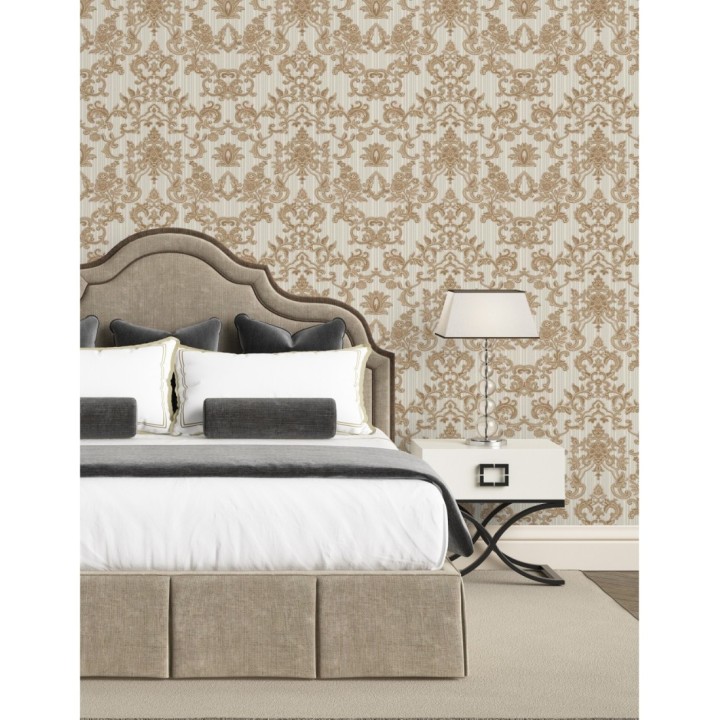 Papel pintado damasco bordado texturizado efecto textil estilo francés - Lutecia 681715