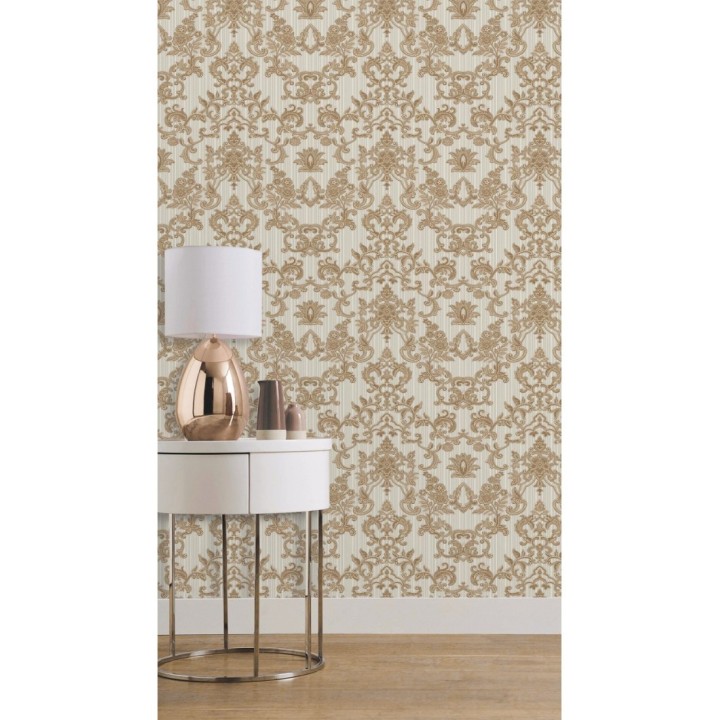 Papel pintado damasco bordado texturizado efecto textil estilo francés - Lutecia 681715