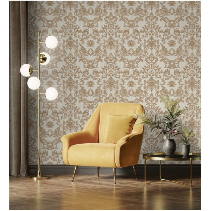 Papel pintado damasco bordado texturizado efecto textil estilo francés - Lutecia 681715