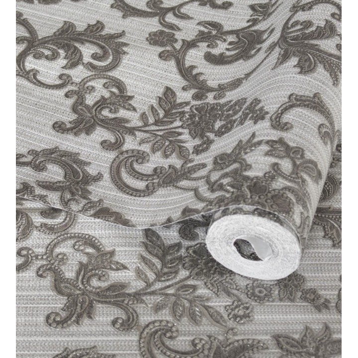 Papel pintado damasco bordado texturizado efecto textil estilo francés - Lutecia 681716