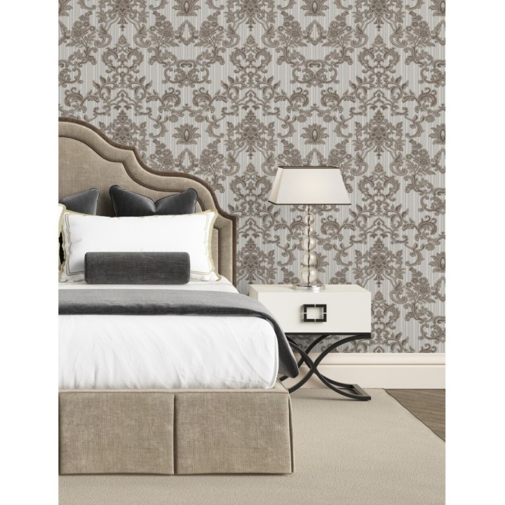 Papel pintado damasco bordado texturizado efecto textil estilo francés - Lutecia 681716