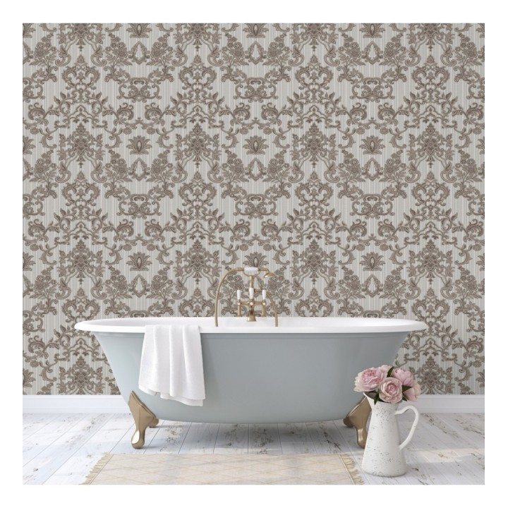 Papel pintado damasco bordado texturizado efecto textil estilo francés - Lutecia 681716