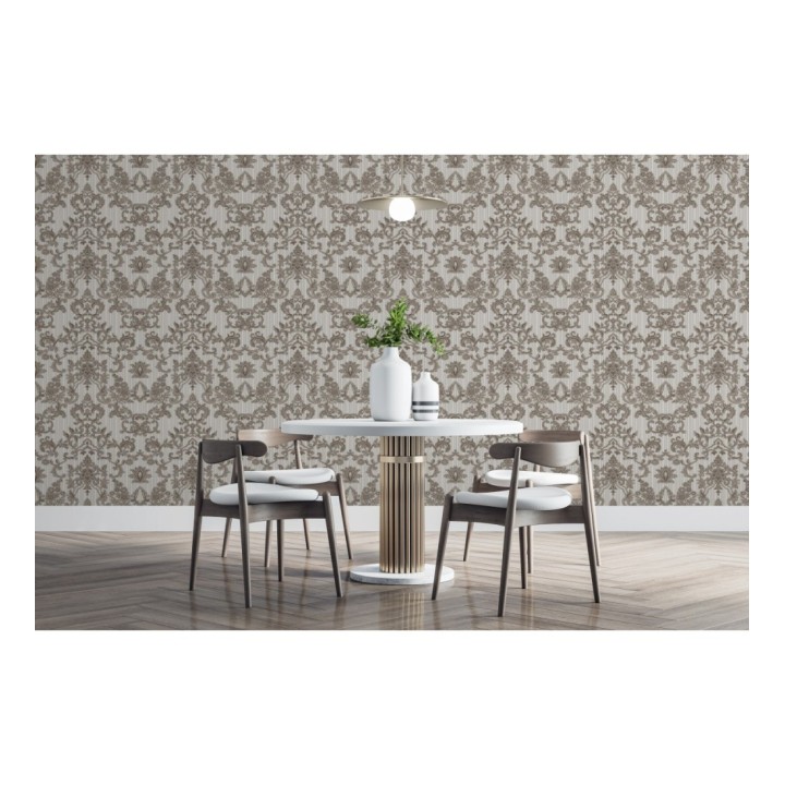 Papel pintado damasco bordado texturizado efecto textil estilo francés - Lutecia 681716