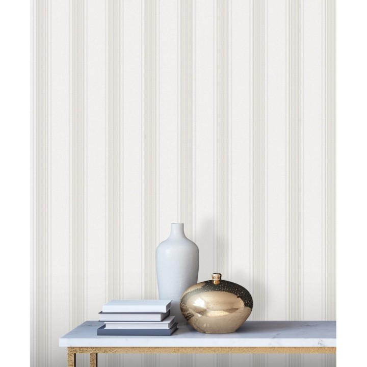 Papel pintado de rayas texturizado efecto textil estilo francés - Lutecia Stripes 681717