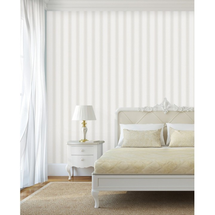 Papel pintado de rayas texturizado efecto textil estilo francés - Lutecia Stripes 681717