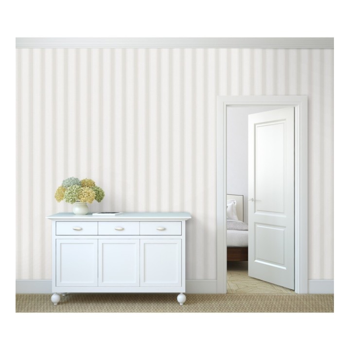 Papel pintado de rayas texturizado efecto textil estilo francés - Lutecia Stripes 681717
