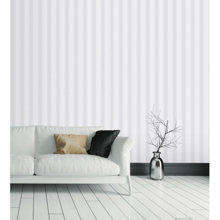 Papel pintado de rayas texturizado efecto textil estilo francés - Lutecia Stripes 681718