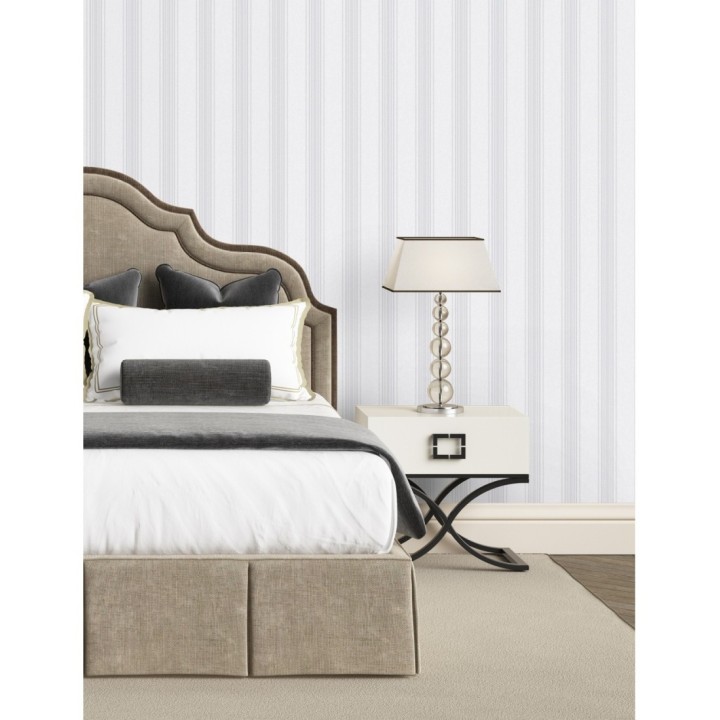 Papel pintado de rayas texturizado efecto textil estilo francés - Lutecia Stripes 681718