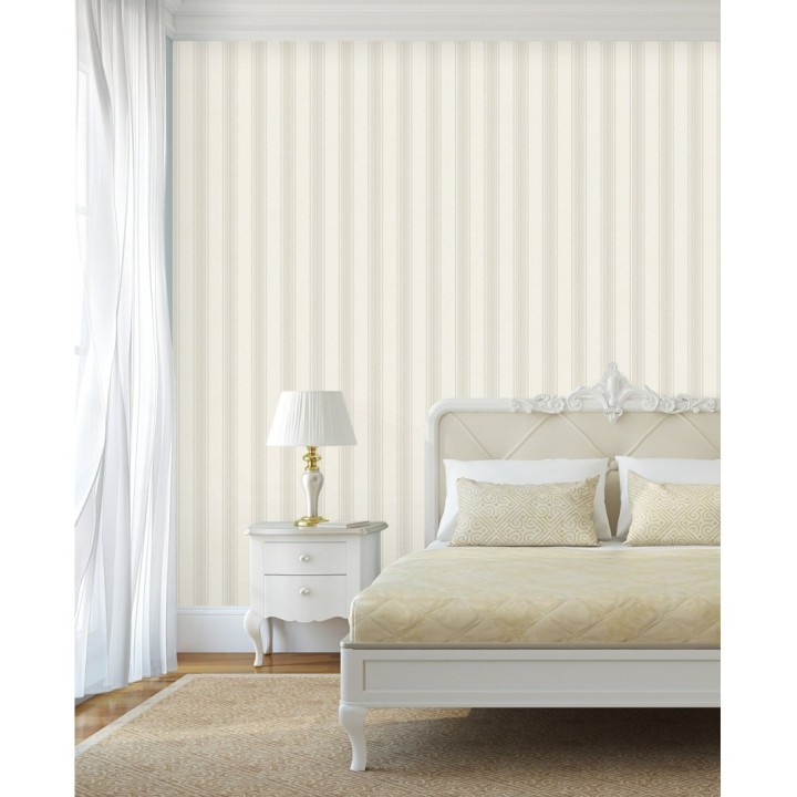 Papel pintado de rayas texturizado efecto textil estilo francés - Lutecia Stripes 681719