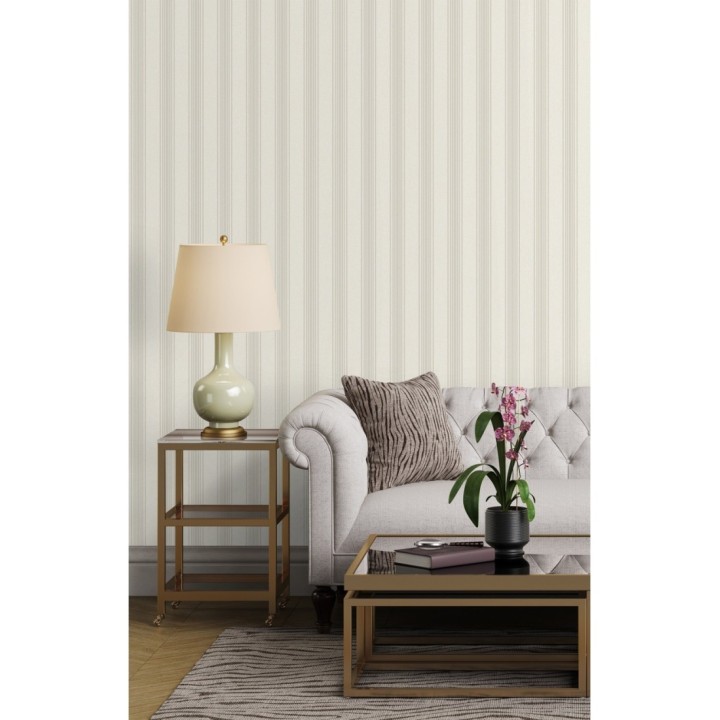 Papel pintado de rayas texturizado efecto textil estilo francés - Lutecia Stripes 681719