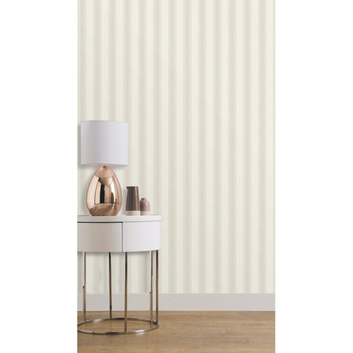 Papel pintado de rayas texturizado efecto textil estilo francés - Lutecia Stripes 681719