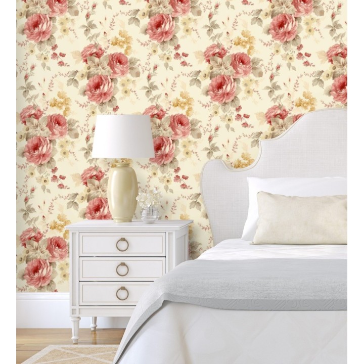 Papel pintado flores grandes románticas vinílico - Spring Flowers 121412