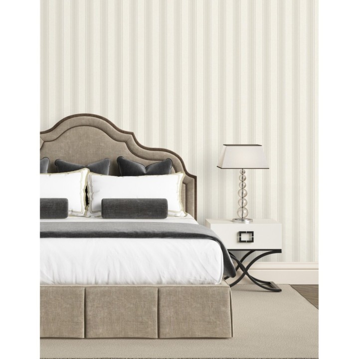 Papel pintado de rayas texturizado efecto textil estilo francés - Lutecia Stripes 681719